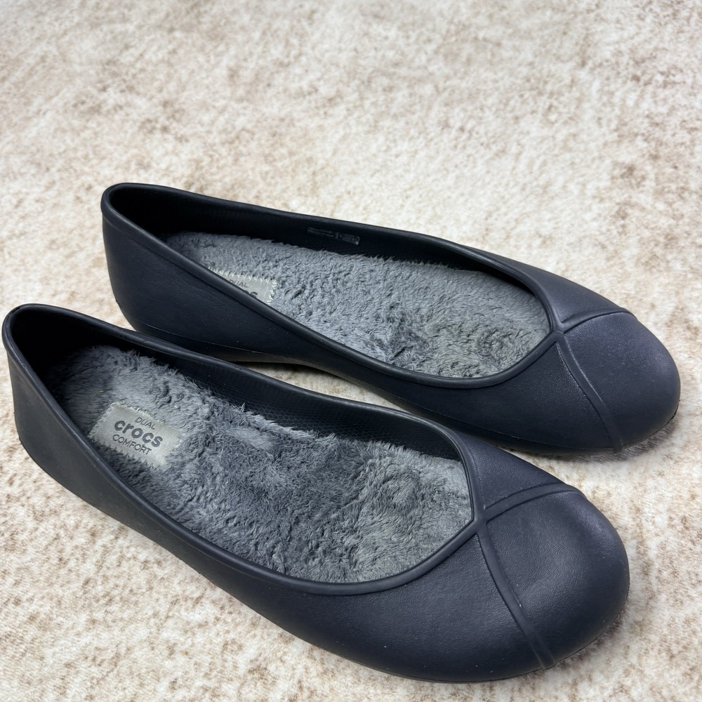 Crocs Olivia II Ballet Flats Women's Size 9 Faux Fur Lined Dual Comfort Shoes - Picture 6 of 11